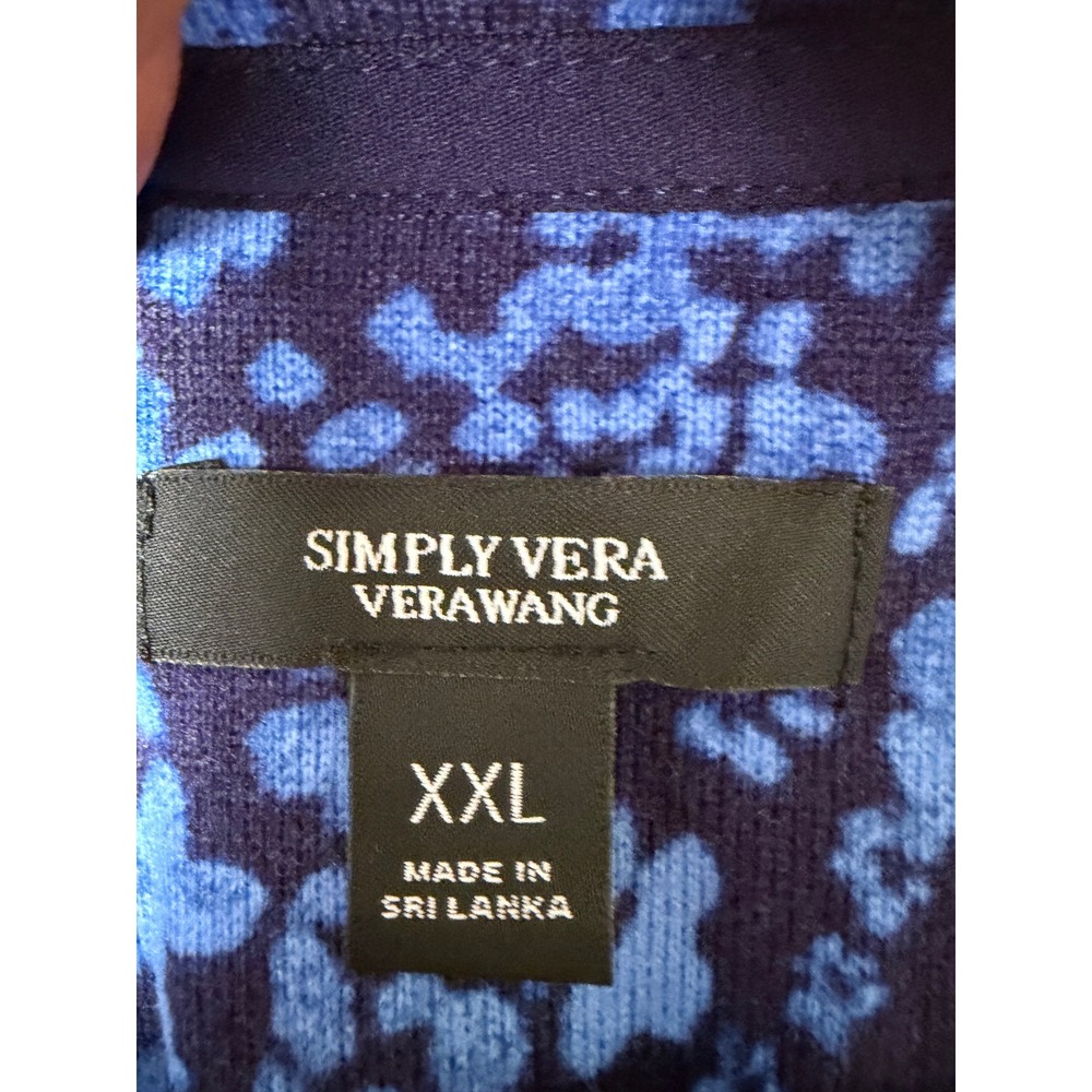 Simply Vera Vera Wang Dress Shirt Floral V-Neck Knit Pockets Long Sleeve Plus Sz - Picture 7 of 12